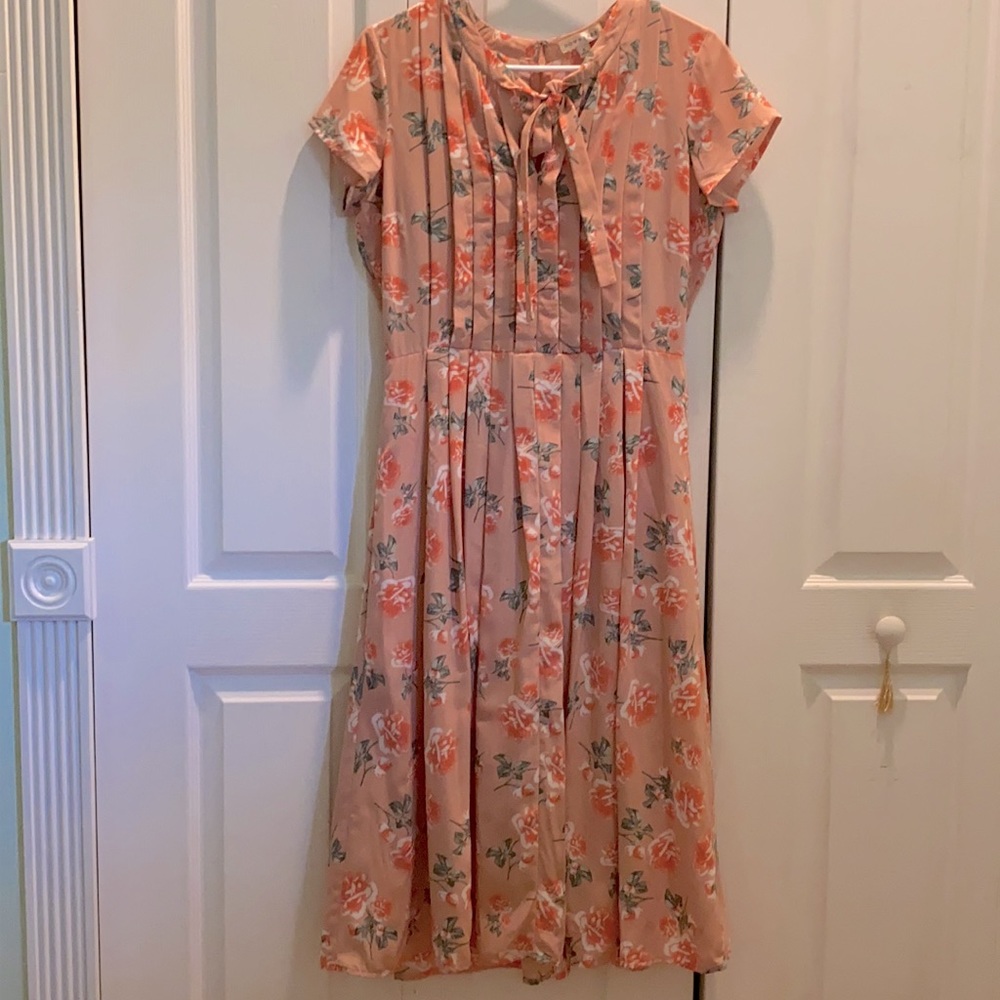DownEast Pink/Coral Floral Dress Sz S